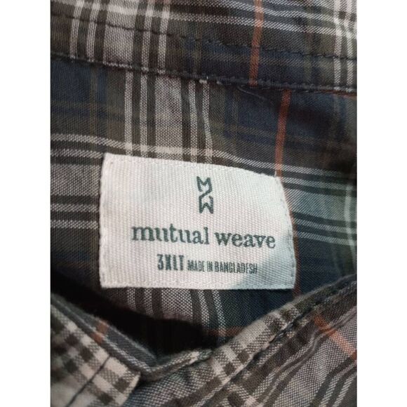 Mutual Weave Shirt Men's 3xl Tall Navy Tan Button Front Long Sleeve - Picture 6 of 8